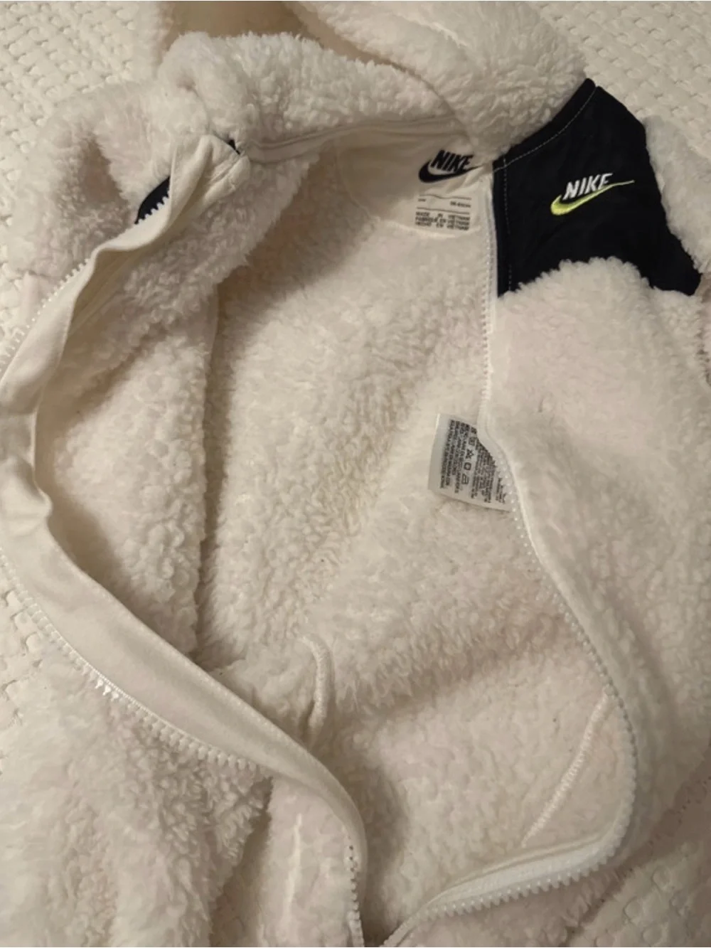 Nike White Fleece Hooded Baby One-Piece with Black Chest Panel